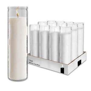 Generic White 8" Prayer Glass Candles  12 Pack Devotional Candles for Vigils, Prayers, Blessings, Ceremonies | Bulk White Candles in Glass