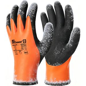 Schwer 2 Pairs 100% Waterproof Winter Work Gloves, ANSI A2 Cut Resistant Freezer Gloves for Outdoor Cold Weather Keep Hands Warm, Thermal Insulated Gloves for Shoveling Snow, Ice Fishing, L
