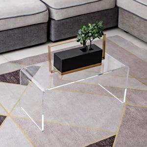 Acrylic Coffee Table, 21in Acrylic C Shape End Table, Clear Long Thick Side Table, Modern Waterfall Nightstand for Living Room, Bedroom (21.6 x 11.8 x 11.8 Inch) (21.6in)