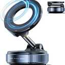 Vacuum Magnetic Phone Holder for Car,Suction Cup Phone Mount,Foldable Vacuum Magnetic Phones Stand,Magnet Car Mount for All Smartphones & All Vehicle & Gym/Bathroom Mirror