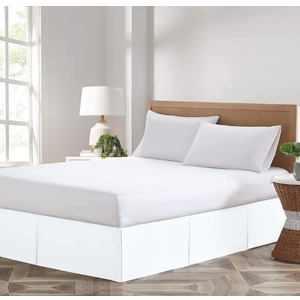 Comfort Beddings Magic Bed Skirt Queen 12 Inch Drop Bed Skirt 100% Cotton Blend No Mattress Lifter Wrap Around Bed Skirt with Non Split Corners - White