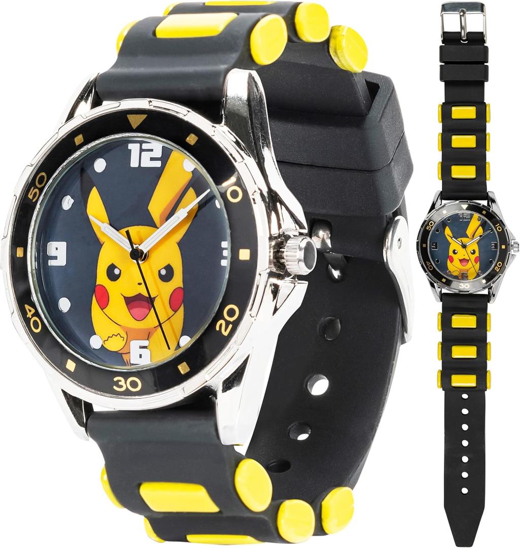 Accutime Kids Pokemon Pikachu Analog Quartz Watch for Boys, Girls, and Adults All Ages