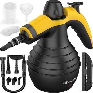 Pressurized Handheld Steam Cleaner with 10pcs Accessories & Safety Lock, Multi-Purpose & Powerful Home Use Steamer for Cleaning, Car, Bathroom, Shower, Upholstery, Grout, Window, Grease