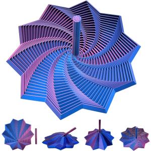 3D Printed Expanded Sensory Fidget Star,Stress-Relief Spinning Tower Toy with Handles,Sensory Toys for Adults & Teens,Honeycomb Whirling Spiral Design for ADHD & Stress Relief (Purple-Blue,L-25rings)