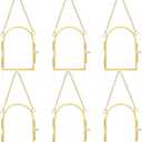 Caeuiciw 6 Pcs Pressed Flowers Glass Frames 3.5 x 2.5 Inch Brass Hanging Photo Frame with Chain Arched Double Floating Picture Frames for Artwork Display DIY Dried Plant Specimen