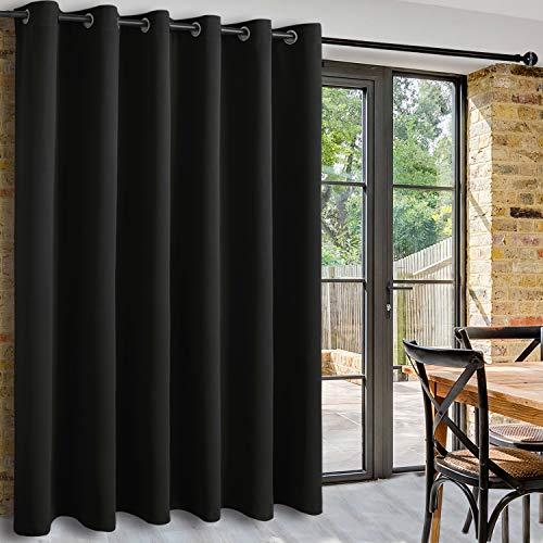 DWCN Total Privacy Room Divider Blackout Curtain - Thermal Curtains for Patio Door, Living Room, Bedroom Partition and Shared Office Space, 1 Grommet Curtain Panel, 8.3ft Wide x 9ft Tall, Black