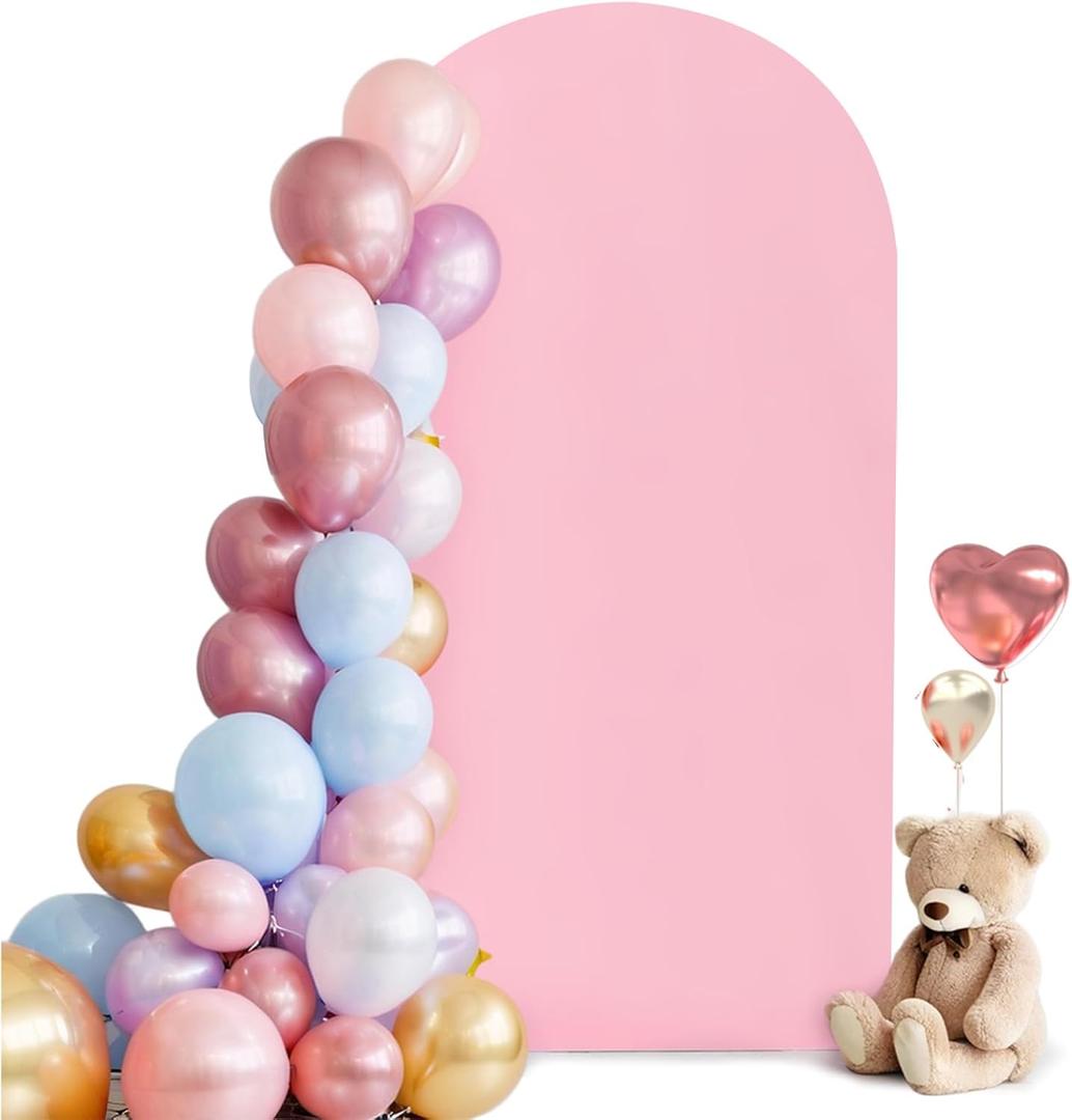HEMMOTOP Pink Arch Backdrop Cover 7.2 ft (No Arch Stand), Spandex Arch Covers Stretchy Backdrop for Balloon, Birthday Party, Party, Ceremony, Valentine's Day, Baby Shower, Banquet Arch Decoratio