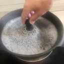 316 Upgraded Chainmail Scrubber with Silicone Handle Cast Iron Cleaner for Cast Iron Grill Pan Skillet Wok Bakeware Ergonomic to Hold Easy to Use Dishwasher Safe, Scrubber + Scraper + Towel (Black)