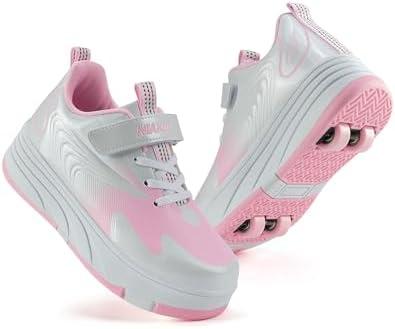Niakid Roller Skate Shoes for Kids Boys Girls Outdoor Sport Fashion Detachable 4-Wheels Sneaker with Wheeled Suitable for Beginners Size 35