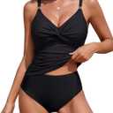 Blooming Jelly Womens Tankini Swimsuits Tummy Control Modest 2 Piece Swim Suits 2026 High Waisted Bathing Suit (Medium, Black)