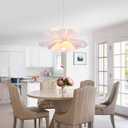 20 Floral Pendant Light 2-Light Adjustable Modern Chandelier Flower Contemporary Pendant Lighting Fixtures for Kitchen Island Living Dining Room, White, UL Listed