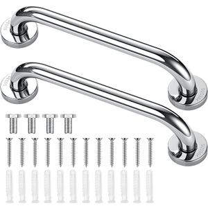 Blulu 2 Set Shower Grab Bar Stainless Steel Bathroom Grab Bar Handle Anti Slip Heavy Duty Bathtub Handle Support Balance Hand Rails for Bathroom Elderly Handicap Senior Pregnant (12 Inch)