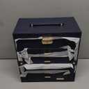 Homde Christmas Gifts Synthetic Leather Huge Jewelry Box Mirrored Watch Organizer Necklace Ring Earring Storage Lockable Gift Case (Dark Blue + Gold)