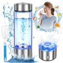 Upgrade Hydrogen Water Bottle, Hydrogen Water Generator with Advanced SPE PEM Technology, 420ml(14OZ) Hydro Water Machine, Portable Water Ionizer for Travel, Office, Fitness & Everyday Hydration (Silver)