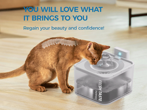 PAPIFEED Wireless Cat Water Fountain, 106oz/3L Battery Operated Pet Water Fountain Cordless for Cats Indoor, Automatic Cat Drinking Dispenser with Motion Sensor, Leak-Proof Silicone Pad Included  White