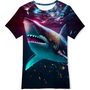 RAISEVERN Boys Girls 3D Graphic Printed T-Shirts Short Sleeve Summer tees for 4-14 Years (M)