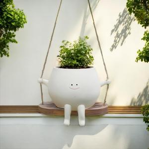 Face Planter Pots Funny Yard Plant Pot for Indoor Plants, Plus Size Cute Face Head Flower Pots Quirky Succulent Planters Gift Ideal for Home, Office (Hing)