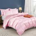 Horbaunal 5 Pieces Satin Duvet Cover Set Queen/Full Size Blush Pink Duvet Cover with Corner Ties & Zipper Closure, Luxury & Silky Bedding Set, 1 Duvet Cover and 4 Pillowcases (No Comforter)