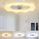 Ceiling Fans with Lights and Remote, 20'' Low Profile Ceiling Fan, 3000K-6500K Dimmable LED Fan Light APP Control, 6 Wind Speeds White Modern Fandelier Flush Mount Ceiling Fans for Bedroom Kids Room