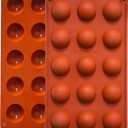 Lerykin Small 15-Cavity Semi Sphere Silicone Molds Non-Stick,2 Packs Half Sphere Silicone Baking Molds for Making Jelly, Chocolates and Cake