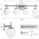 AIJIASI Bathroom Vanity Light, 4-Light Brushed Nickel Vanity Lights, 30.7 Inch Modern Bathroom Light Fixtures with Milky White Glass Globe Shade, Vanity Lighting Fixtures Over Mirror Wall Sconce