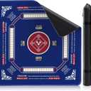 Mahjong Mat for Table 33” x 33”, Premium Non-Slip Noise-Reducing Table Cover, 2mm Thick Waterproof Rubber Game Mat with Carrying Bag – Foldable Mahjong Table Mat for Mahjong, Poker, Card & Board Games
