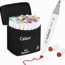 Caliart Alcohol Based Markers, 52 Colors Art Marker Set Fine & Chisel Dual Tip, Permanent Colored Pens for Adults Artists Coloring Book Illustration Sketch Lettering Drawing Cards Planner