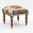 Handmade Jute Fabric Ottoman | Soft Square Shape Stool for Sitting & Foot Rest with Wooden Legs | Modern Entryway Stool for Living Room, Bedroom and Hall (Yellow-Beige), 40 X 40 X 35 CM