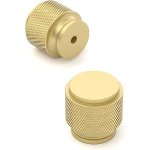 Amerdeco 10 Pack Brushed Gold Knurled Cabinet Knobs Kitchen Cabinet Pulls for Drawer, Cupboard and Wardrobe ZH0031