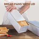 CURTA Commercial Pullman Loaf Pan with Lid 2.2 lb Dough Capacity Non-Stick Bakeware for Baking Bread Corrugated Bread Toast Box Mold Extra Large Loaf Pan Silver 2 pcs
