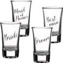 Lillian Rose Bride, Groom, Maid of Honor, and Best Man Shot Glass Set