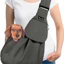 SlowTon Dog Carrier Sling - Thick Padded Shoulder Strap Adjustable Dog Carriers for Small Dogs, Puppy Carrier Purse for Pet Cat with Front Zipper Pocket Safety Belt Machine Washable (Grey L)