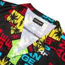Barry.Wang Men's Hawaiian Floral Shirts Casual Tropical Beach Short Sleeve Funky Aloha Shirt Summer Holiday Vacation Party (Medium, Black and Red Splice)