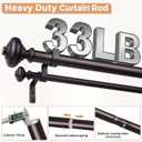 Bronze Double Curtain Rod 36 to 153 Inch, Decorative Adjustable 1 Inch Heavy Duty Extra Long Dual Curtain Rods for Windows, Boho Rustic Vintage Double Drapery Pole with Brown Finial