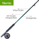 Martin Complete Fly Fishing Kit, 8-Foot 5/6-Weight 3-Piece Fly Fishing Pole, Size 5/6 Rim-Control Reel, Pre-spooled with Backing, Line and Leader, Includes Custom Fly Tackle Assortment, Brown/Green