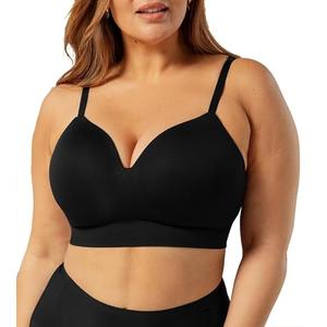 Truekind Bras for Women No Underwire, Seamless Bra, Plus Size Adjustable Bralette, Wireless Bras for Women Black XL