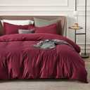 Bedsure Duvet Cover Full Size - Soft Double Brushed Bedding Set for Kids & Adults, Zipper Closure, 3 Pieces, Includes 1 Duvet Cover (80"x90") & 2 Pillow Shams, NO Comforter, Burgundy