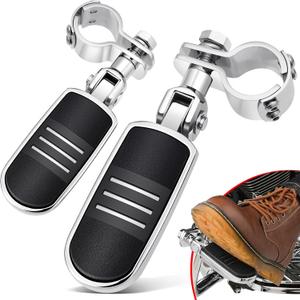 Benlari 3-Piece Highway Pegs with Mount Clamp Kit Motorcycle Footpegs 1-1/4in 32mm Fit for Harley Davidson for BMW for Honda for Suzuki for Kawasaki Engine Guards Crash Bars Style 01 Chrome