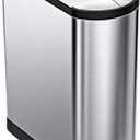 simplehuman 40 Liter / 10.6 Gallon Dual Compartment Butterfly Lid Kitchen Recycling Step Trash Can, Brushed Stainless Steel