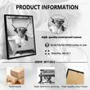 Funny Highland Cow Bathroom Wall Art, Black and White Animal Canvas Wall Decor Painting, Modern Rustic Farmhouse Cow in Bathtub Artwork Prints Pictures for Restroom Bathroom 16x24 Inch Black Framed