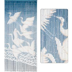 White Stork Wooden Beaded Curtain for Doorways (79"" x 36"") Handmade 90 Strings Wooden Door Beads, Beaded Door Curtain for Privacy, Boho Room Divider Decor, Decorative Hanging