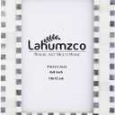 4x6 Checked Pattern Picture Frame Handmade Beading Art Vintage Table-Top/Wall Dcor Boho Bone Photo Frames -Gray/White