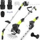 3-in-1 Cordless Hedge Trimmer: 13ft Reach with Extension Pole 2 Batteries Aux Handle Wheel-Assisted for for Garden Lawn Lightweight Grass Shear and Pruner Set for Women Seniors and Garden Care