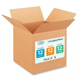 Medium Shipping & Moving Boxes 12 x 12 x 12 inches (5-Pack) - Extra Strength 200 lb vs Regular - Corrugated Packing Boxes for Delivery - Shipping Box for USPS, UPS - Carton Box by IDL Packaging
