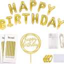 2 x 9-Pieces Gold Birthday Candles Set - Long Thin Birthday Candles, Cake Topper Decoration, Birthday Balloons, Cake Candles for Birthday Wedding Decorations Silver Birthday Candle