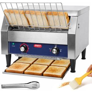 JOHAKYU Commercial Conveyor Toaster, 450 Slices/Hour Heavy Duty Stainless Steel Restaurant Toaster, Ideal for Buns Bagels Bread, Comes with Cleaning Accessories