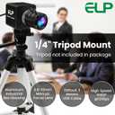 ELP 12mp USB Camera Manual Zoom Webcam for Computer 1080P 120fps Variable Focus Lightburn Camera High Speed 3.6-10mm 3X Zoom USB2.0 PC Cam Varifocal USB Security Webcamera for Video Conference