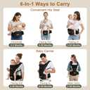 Baby Carrier with Hip Seat, 6-in-1 Baby Carrier Newborn to Toddler, Forward-Facing Carry for Active Babies, Adjustable Detachable Infant Carrier, Hands-Free Baby Holder (Black)