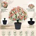 24" Artificial Peony Flowers Topiary Ball, Faux Outdoor Plants
Set of 2, UV Resistant, Potted Fake Bushes and Shrubs in Cement Pots for Front Porch Outside Planter Decor