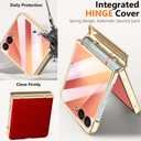 Samsung Galaxy Z Flip 7 Case Leather with Hinge Protection Cover, Premium PU Leather Case with Rear Screen Protector Scratch-Resistant Shockproof Full Body Slim Cover for Z Flip 7 Red